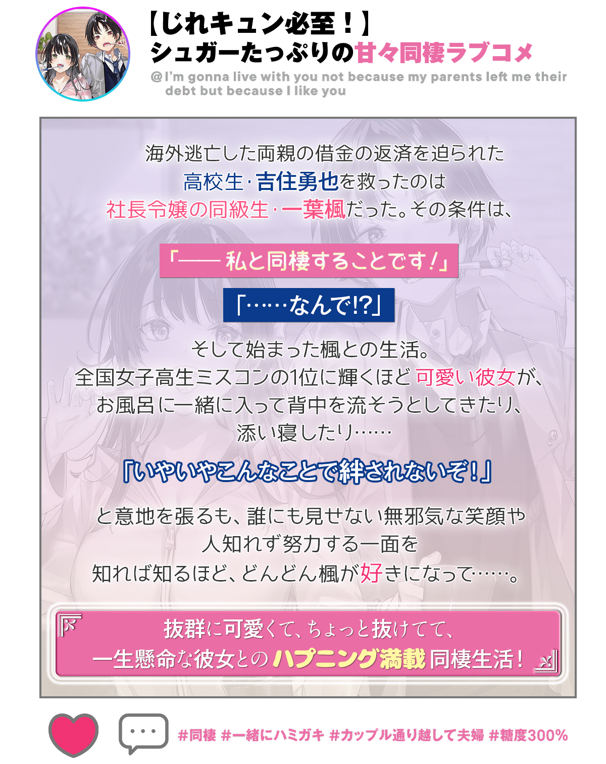 『両親の借金を肩代わりしてもらう条件は日本一可愛い女子高生と一緒に暮らすことでした。』あらすじ